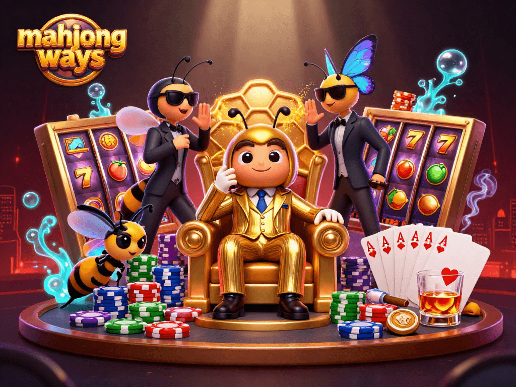 Winning big with Mahjong Ways at an exhilarating casino scene featuring vibrant slot symbols.