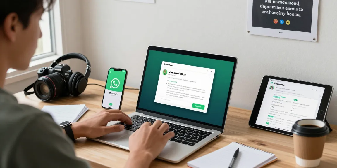 Individual focused on WhatsApp下載 in a modern workspace, downloading the app on a laptop.