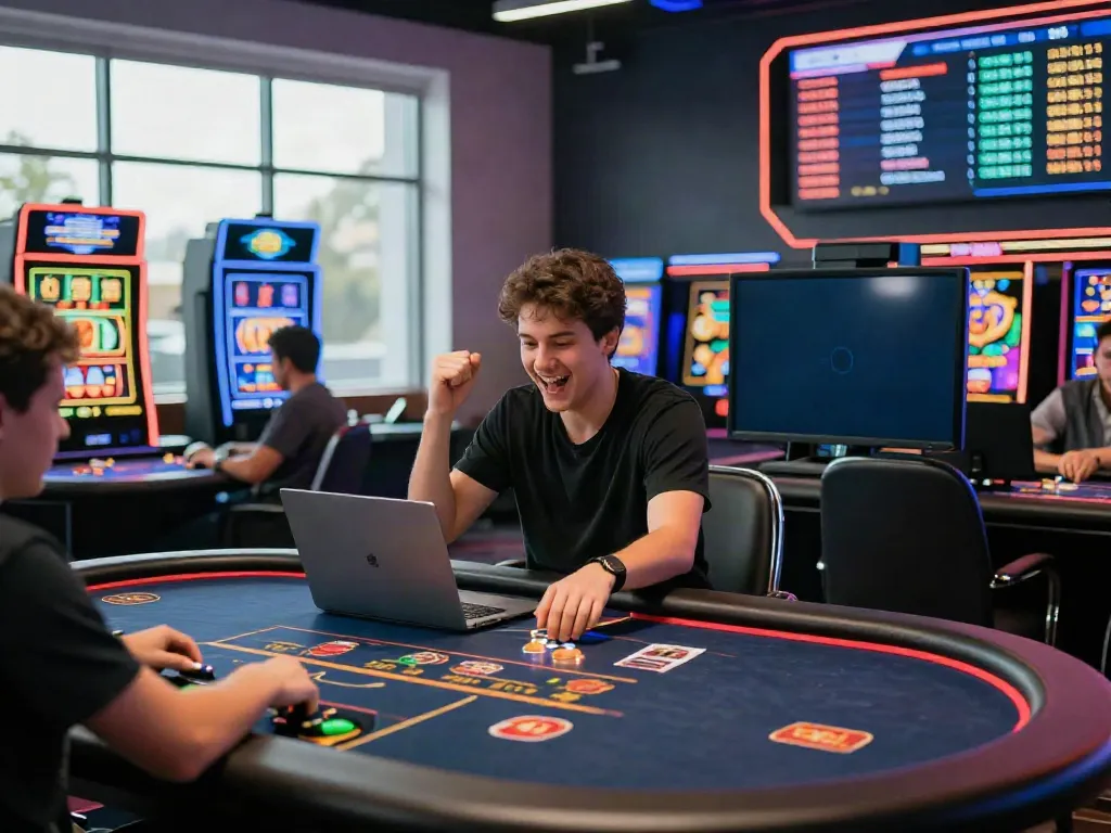 Exciting online gaming experience at TX88 with players enjoying slots and live casino games at https://tx88bet.vip/ in a vibrant digital environment.