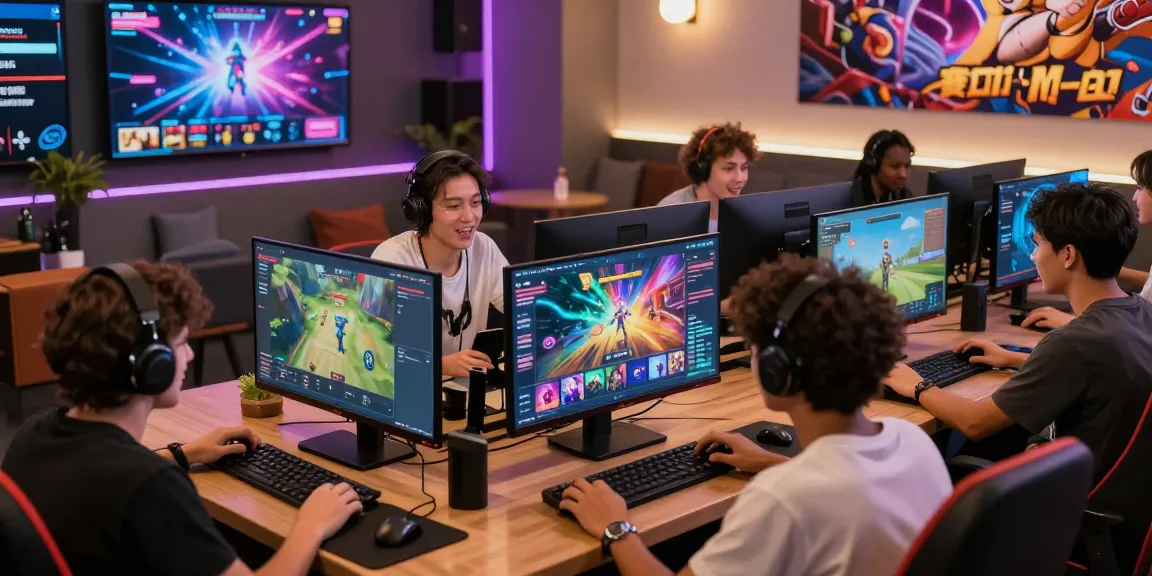 Players engaging on debet.com in a vibrant online gaming lounge.